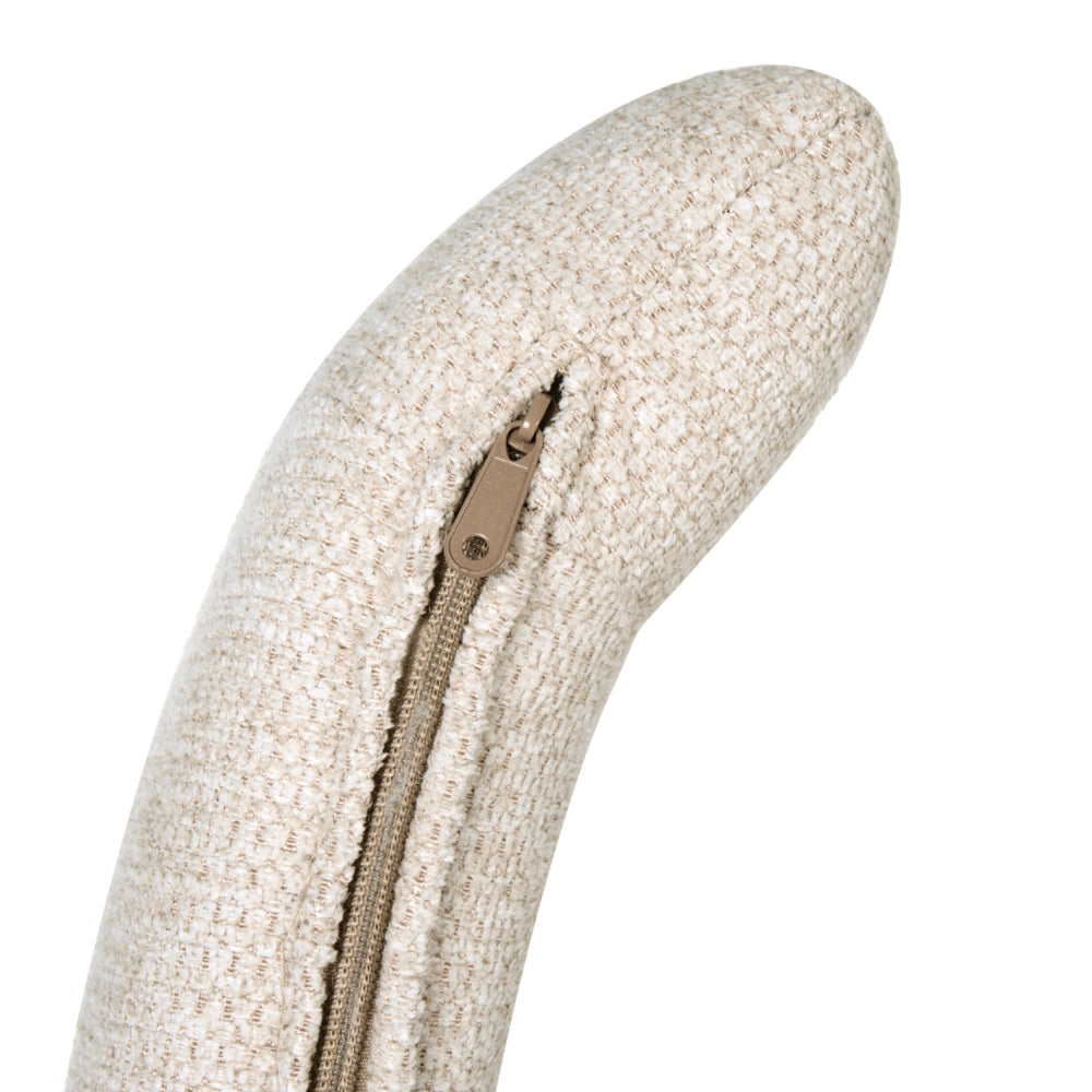 Poltrona girevole con seduta in ciniglia beige chiaro senza braccioli con cuscino, gambe in metallo in stile retrò
