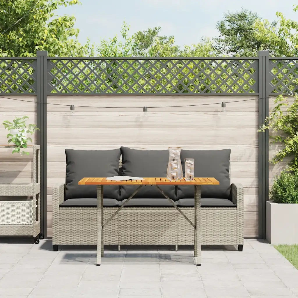 Divano 3 Posti con Cuscini e Tavolo Grigio Chiaro Polyrattan 4103859
