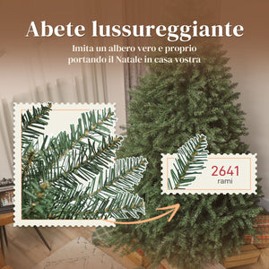 Albero di Natale Artificiale  210 cm 2641 Rami a Cerniera e Base in Metallo Verde