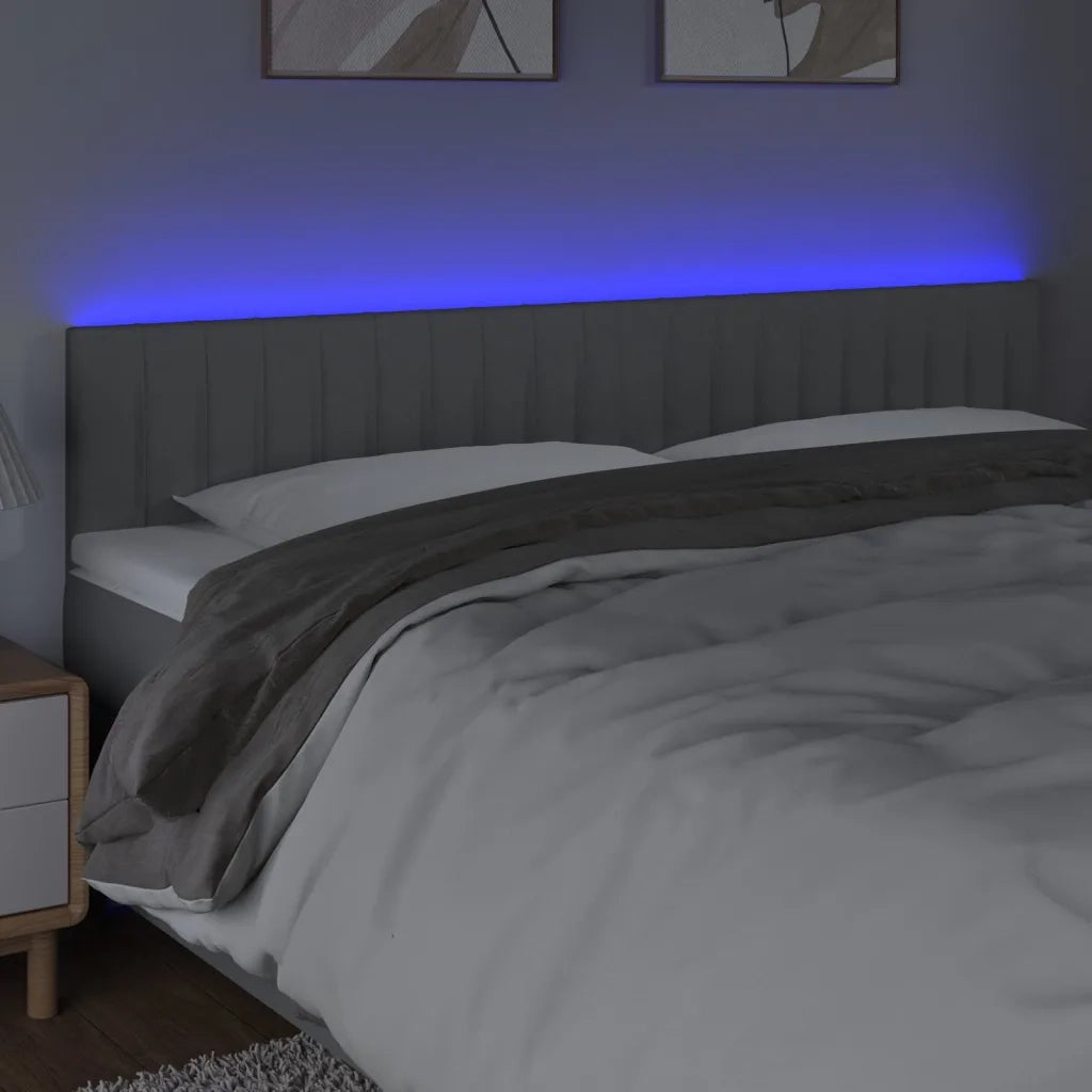 Testiera | Testata a LED Grigio Chiaro 200x5x78/88 cm in Tessuto