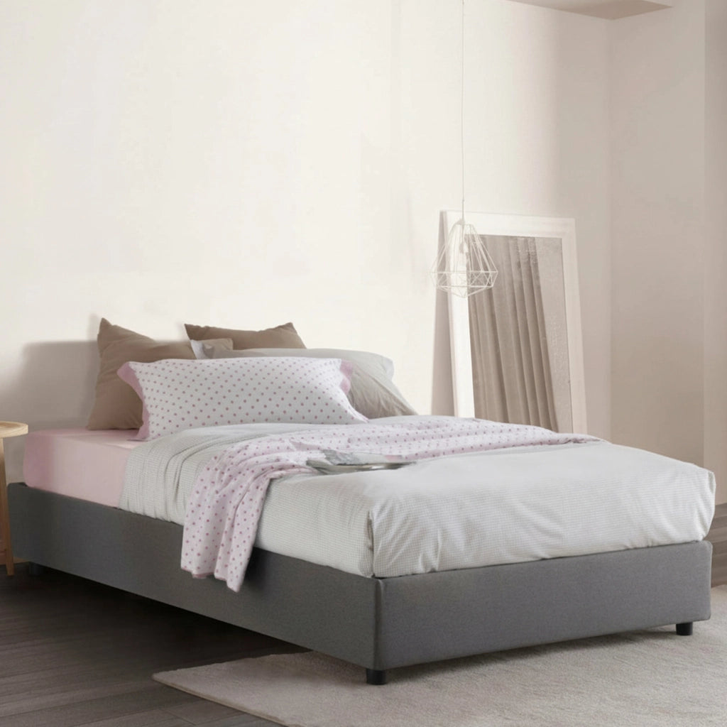 Alvise, Letto Piazza e Mezza Materasso Incluso Made in Italy, Grigio