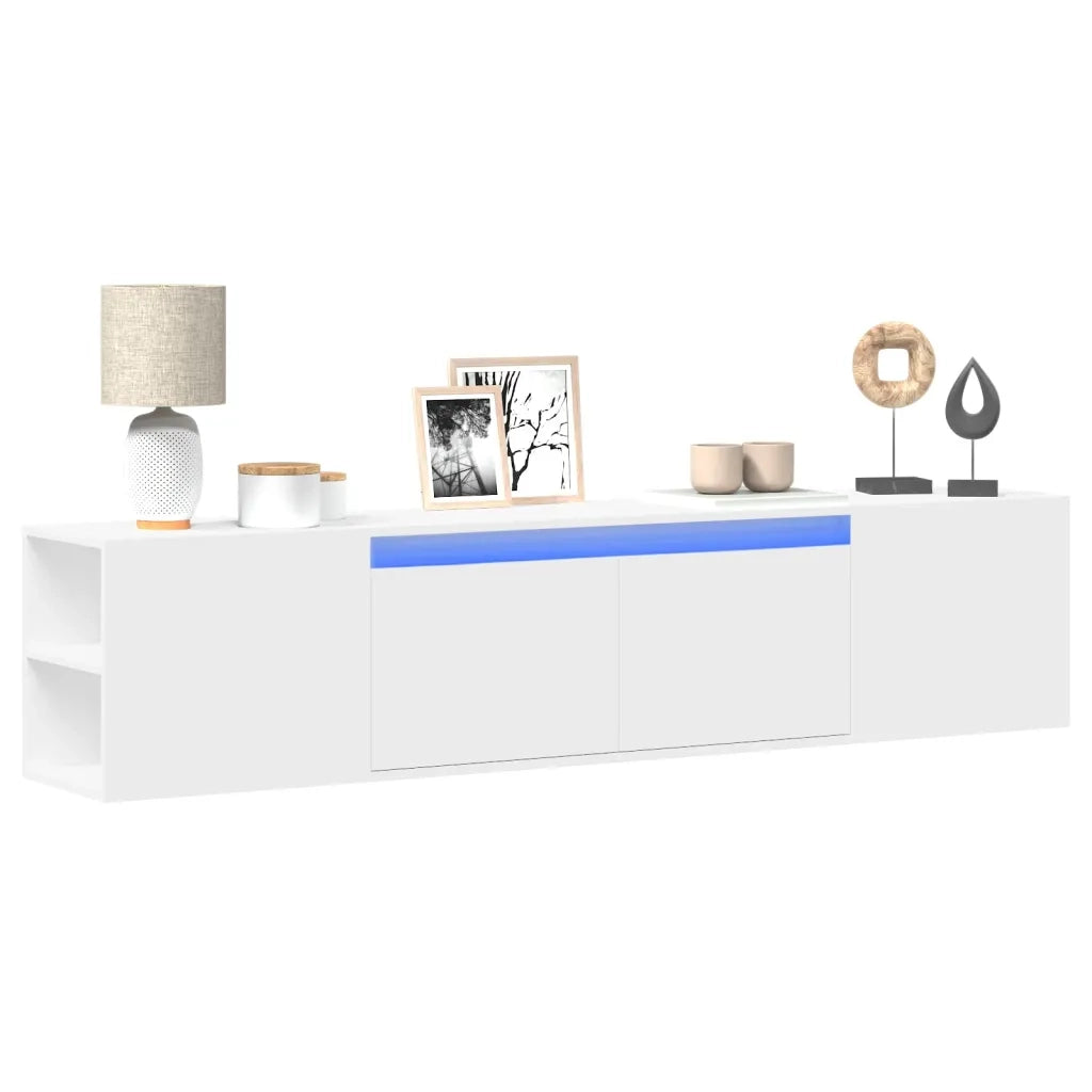 Mobile TV a Parete | Armadietto TV | Mobile Porta TV con LED Bianco 180x31x39,5 cm
