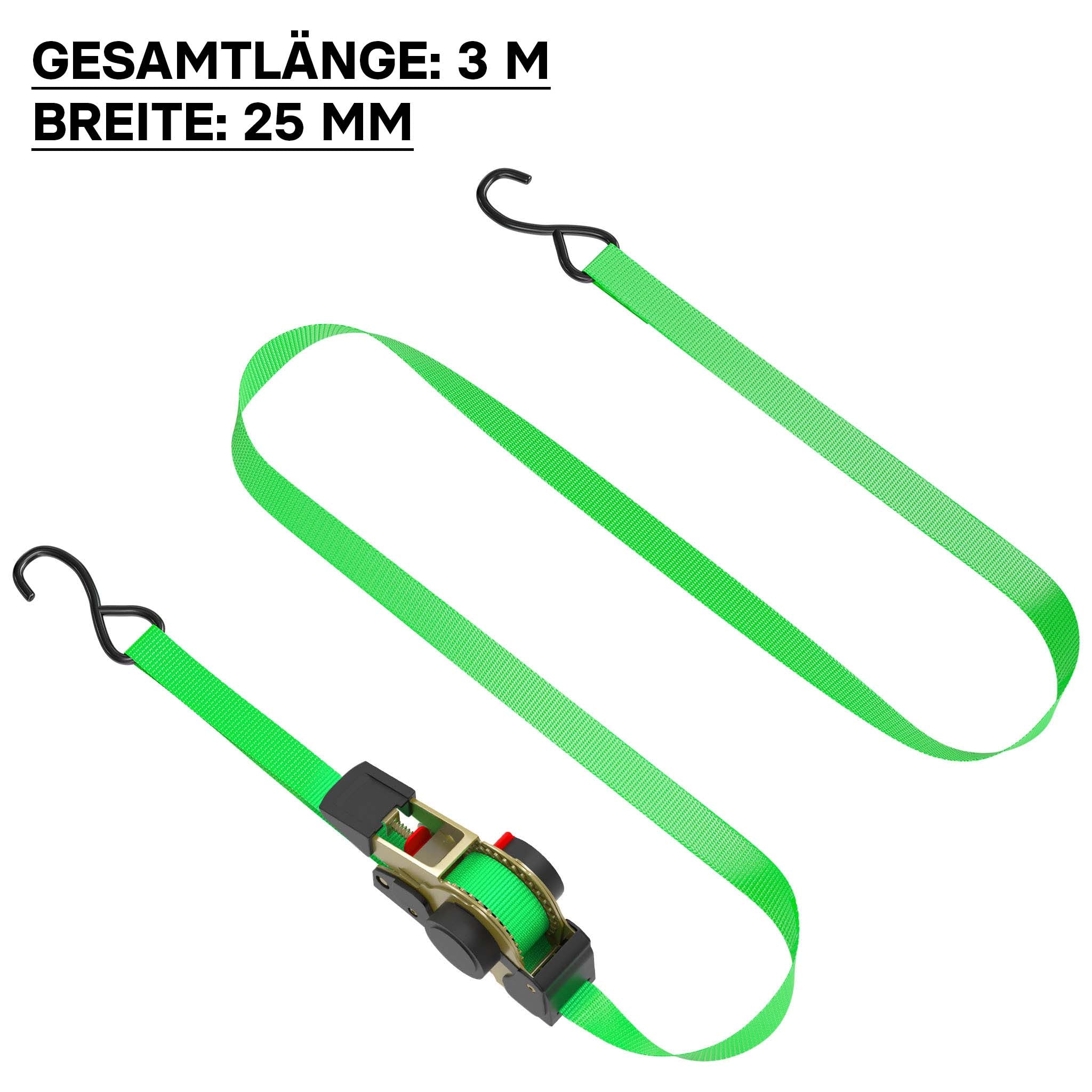 Cinghia di ancoraggio a cricchetto set 4 cinghie di fissaggio 3 m x 25mm 320 daN