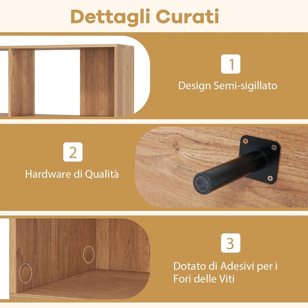 Libreria Scaffale a 4 Cubi Aperti, Libreria Basso in Legno Salvaspazio, Scaffale Espositivo per Camera da Letto, Soggiorno, Salotto, Ufficio e Studio, 90 x 30 x 90 cm (Naturale)