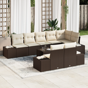 Set Divano da Giardino 8 Pezzi con Cuscini Grigi in Rattan Polietilene