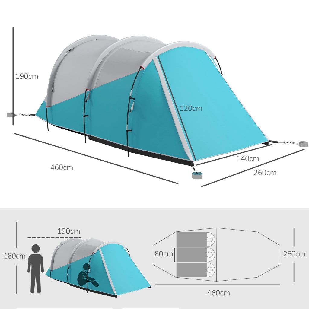 Tenda da campeggio 3 persone ¨C zephmum ¨C blu 460x260x190 cm
