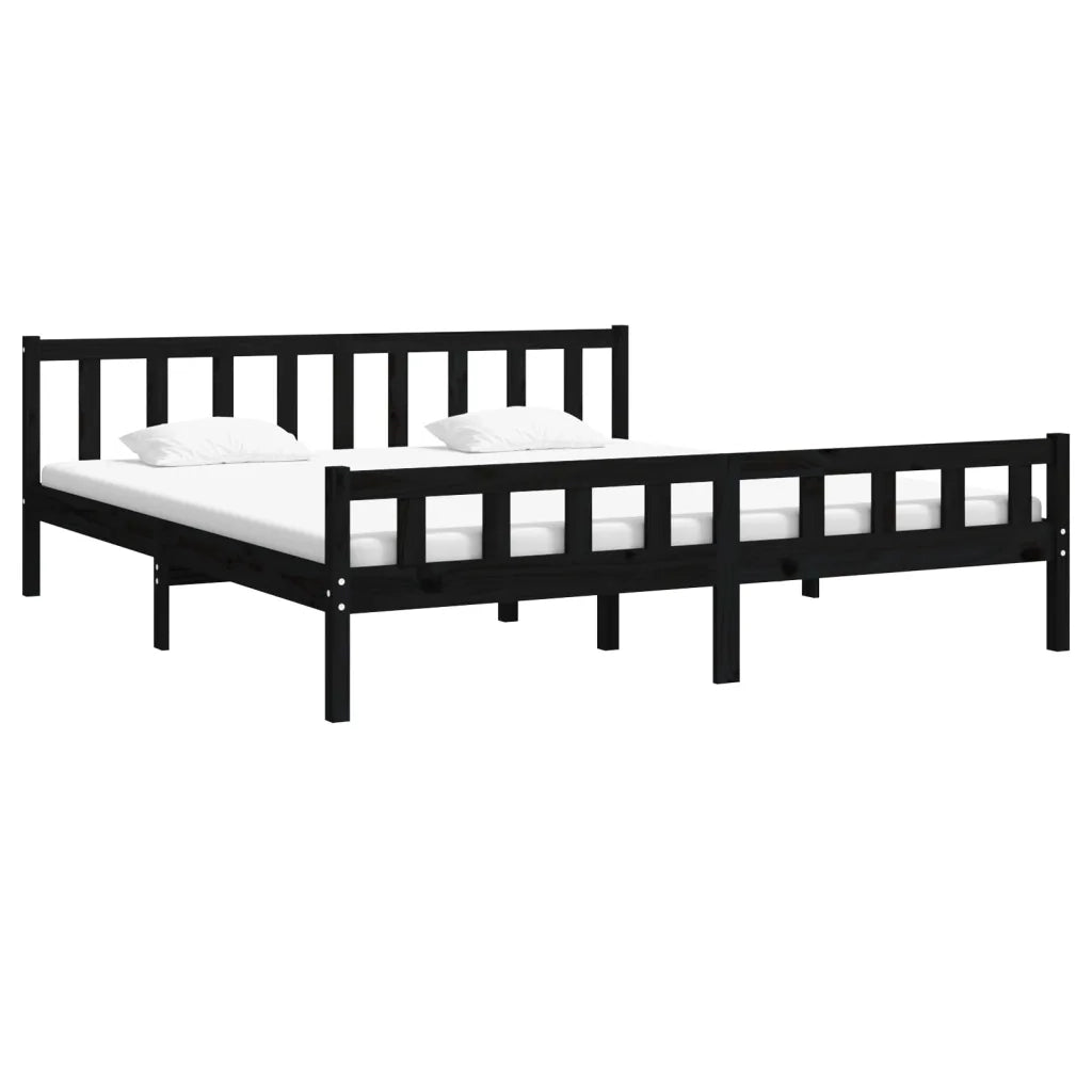 Giroletto Nero in Legno Massello 160x200 cm 810693