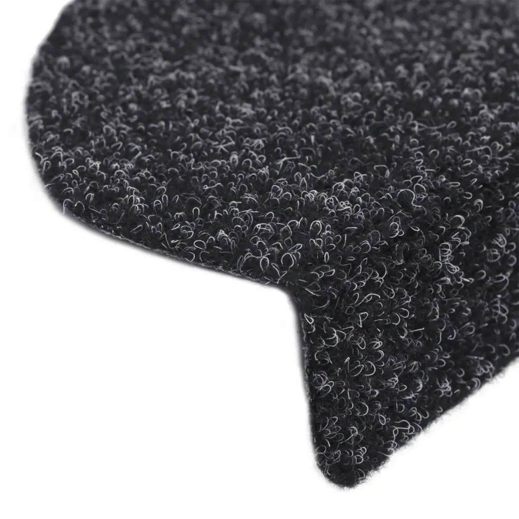 Tappetini per scale autoadesivi 15 pz 56x17x3 cm neri semicircolari 132692