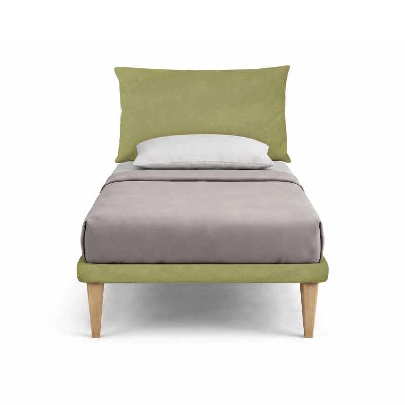 Letto imbottito Piazza e mezzo 120x190 cm Soft - Con rete,Microfibra,Tè verde