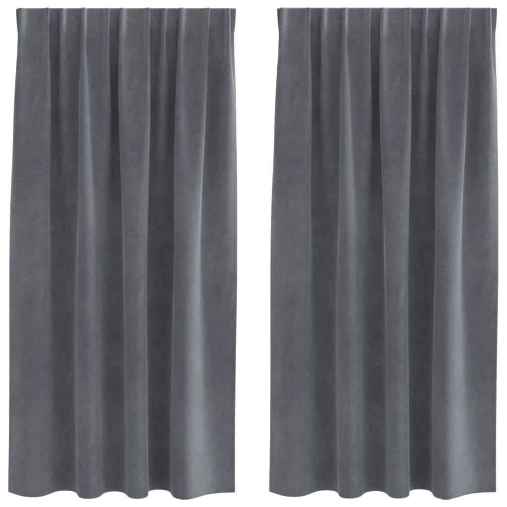 Tende Blackout  con nastro superiore 2 pezzi in velluto grigio chiaro