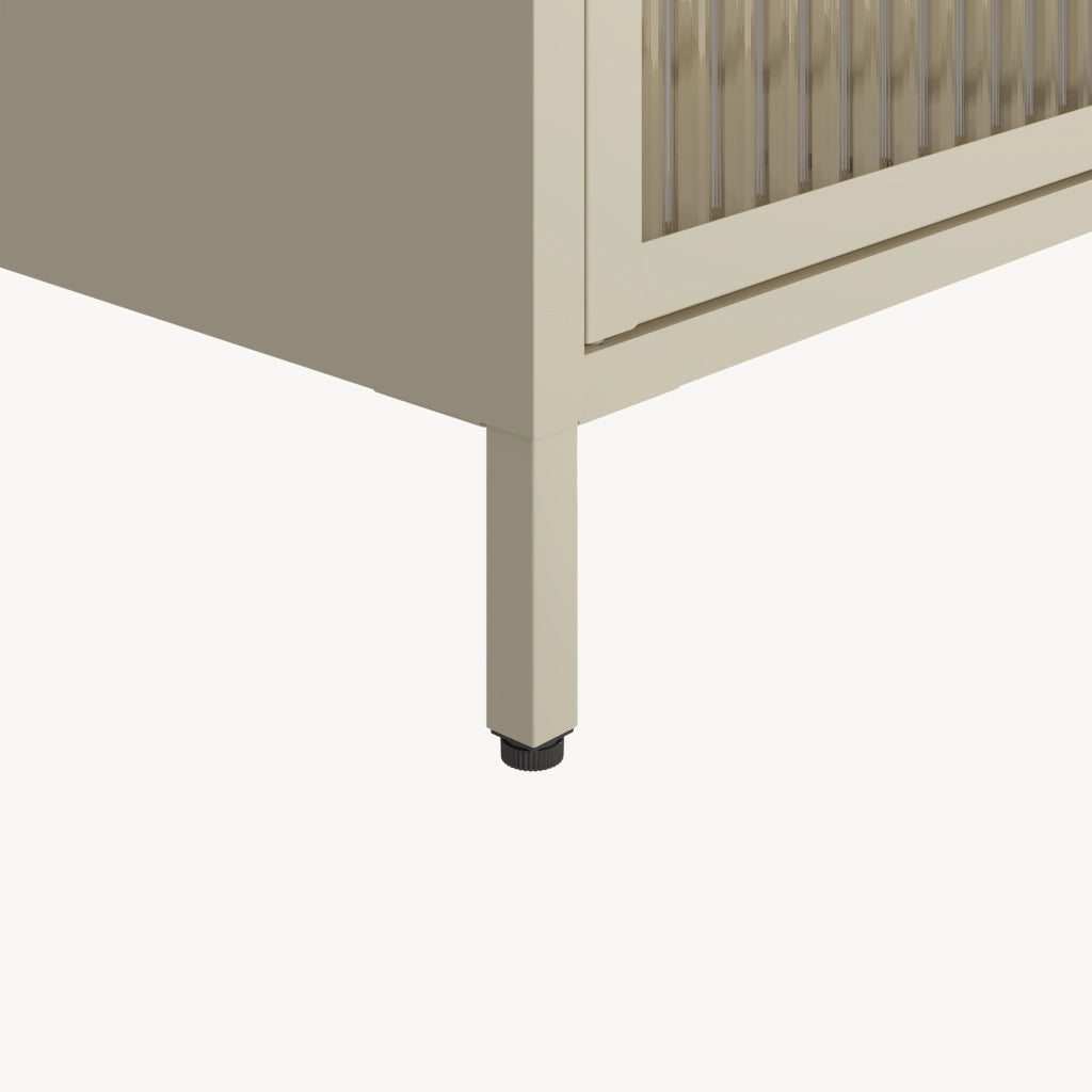 Armadio a Vetrata Säkylä con 4 Scomparti 180 x 80 x 35 cm in Acciaio - Color Cammello [en.casa]