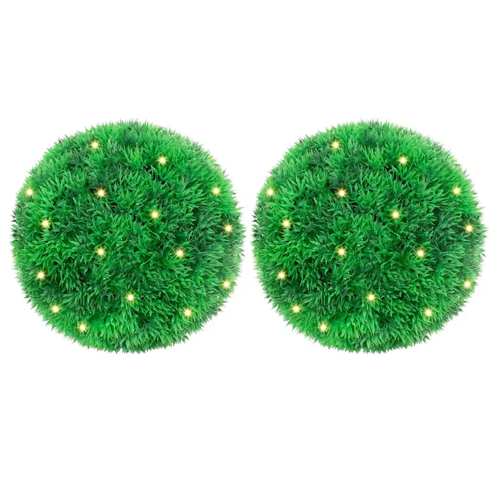 Sfere di Bosso Artificiale con Luci LED 2 pz Verdi 22 cm