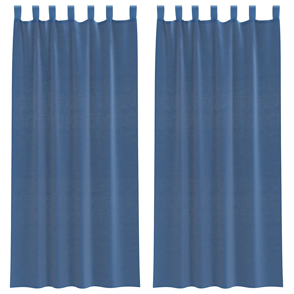 Tende in Voile con Passanti 2 pz Blu Reale 140x225 cm 4102303
