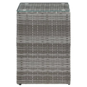 Tavolino Laterale Piano in Vetro Grigio 35x35x52 cm Polyrattan 46983
