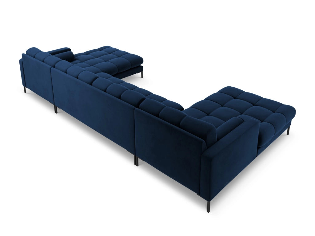 Cosmopolitan Design - Divano panoramico "Bali" 7 posti in velluto blu reale 