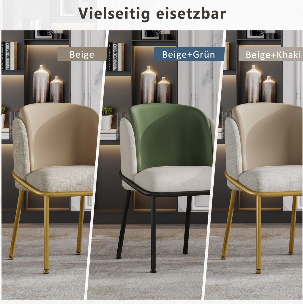 Sedia da pranzo beige e kaki con piedi regolabili