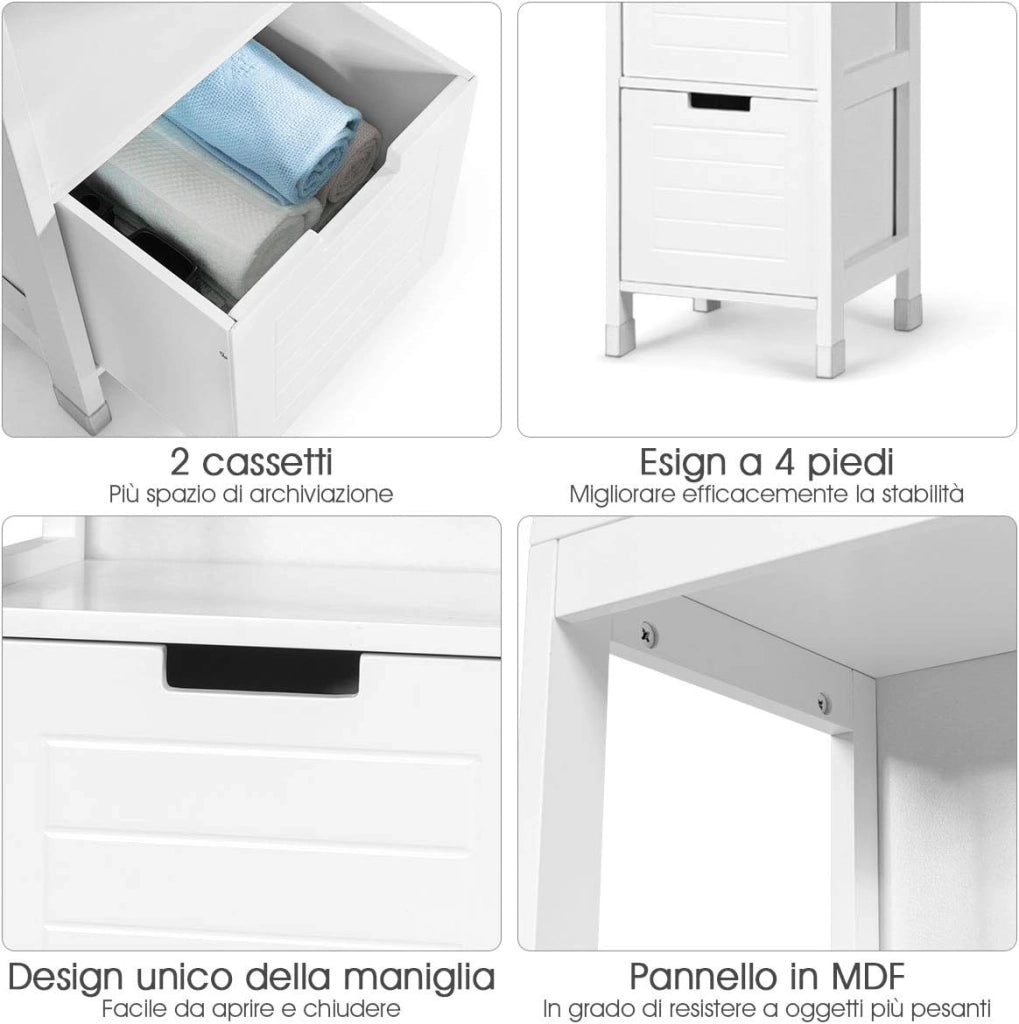 Armadio Alto di Stoccaggio, Armadietto Moderno, Scaffale Multiuso,144,5 x 30 x 30 cm, Bianco
