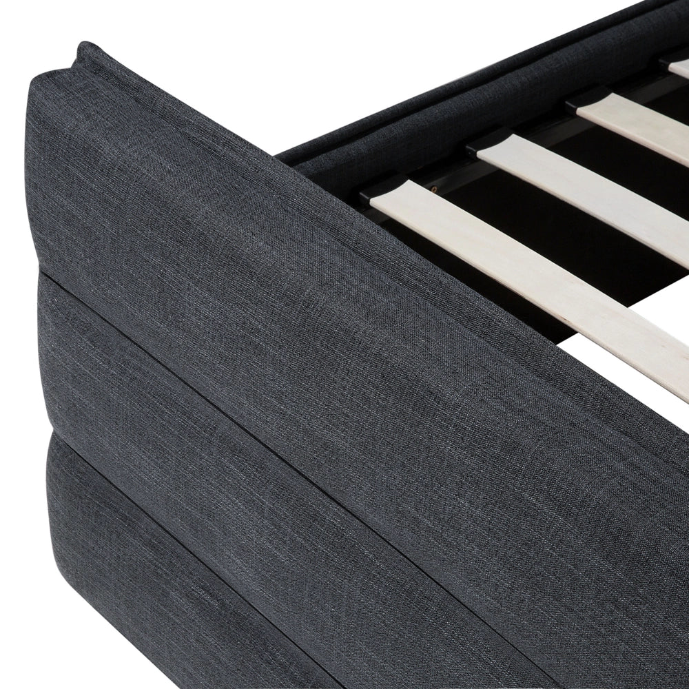 Letto Imbottito in Tessuto Grigio Scuro Rete a Doghe 160 x 200 cm