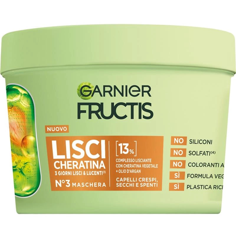 GARNIER FRUCTIS MASCHERA CAPELLI LISCI CHERATINA N°3 CAPELLI CRESPI, SECCHI E SPENTI VASO 370 ML