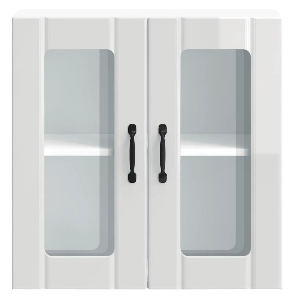 Pensile da Cucina con Porta in Vetro Lucca Bianco Lucido 853909