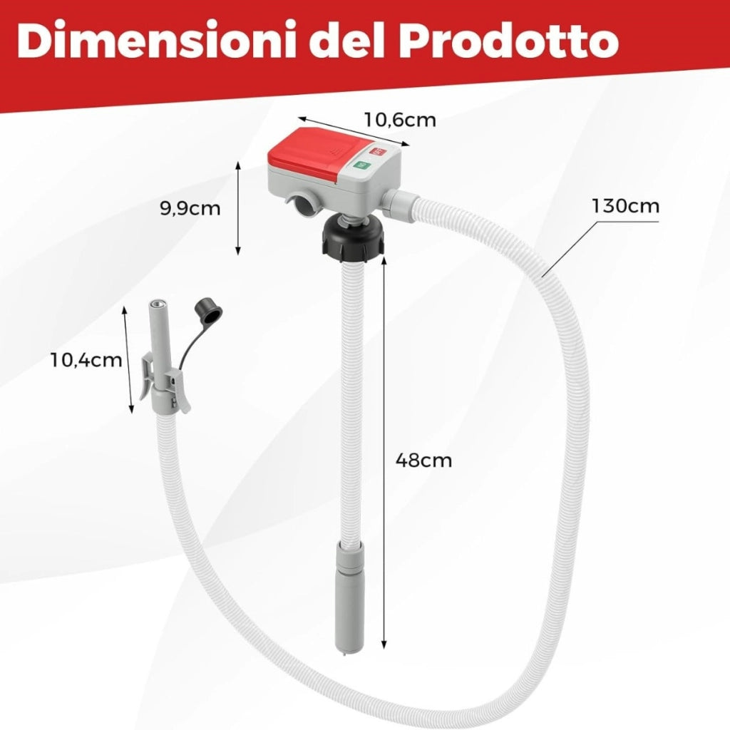 Pompa di trasferimento del combustibile con auto-stop, Pompa per benzina alimentata da USB/batteria Rosso e Bianco