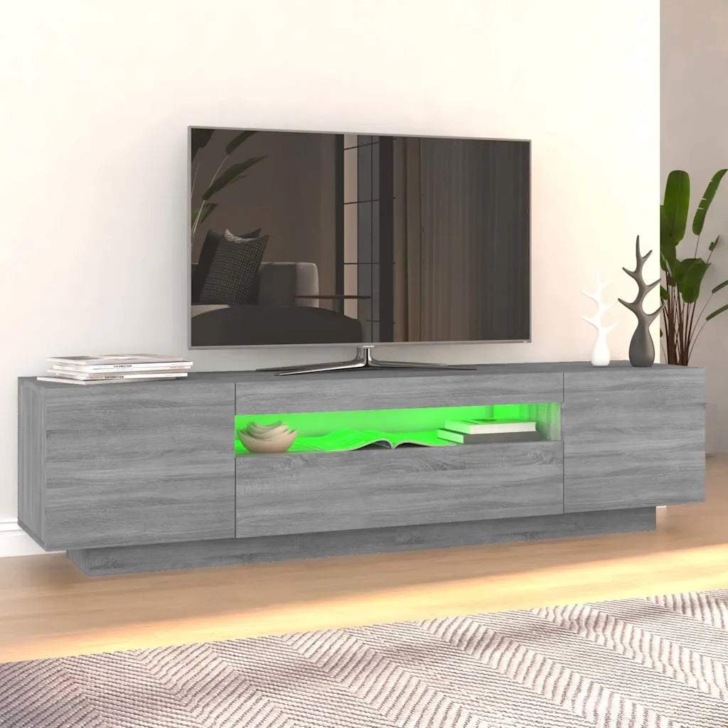 Mobile Porta TV con Luci LED-Credenza TV Grigio Sonoma 160x35x40 cm