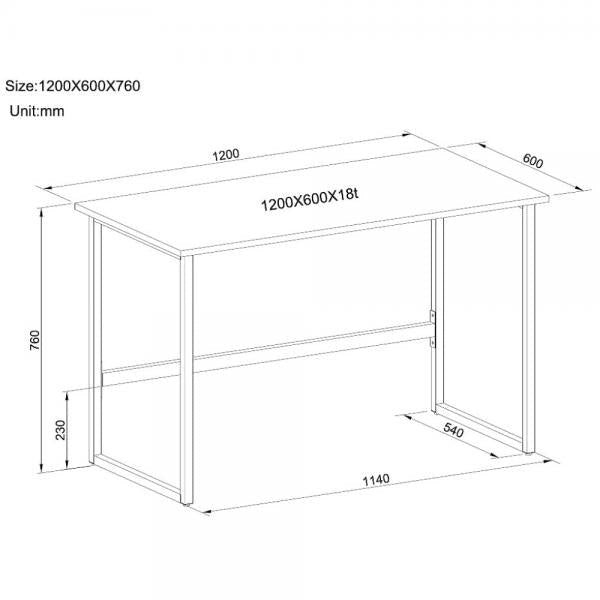 TECHLY ICA-TB 3545W - SCRIVANIA MINIMAL - COLORE BIANCO - 1200 x 600 mm