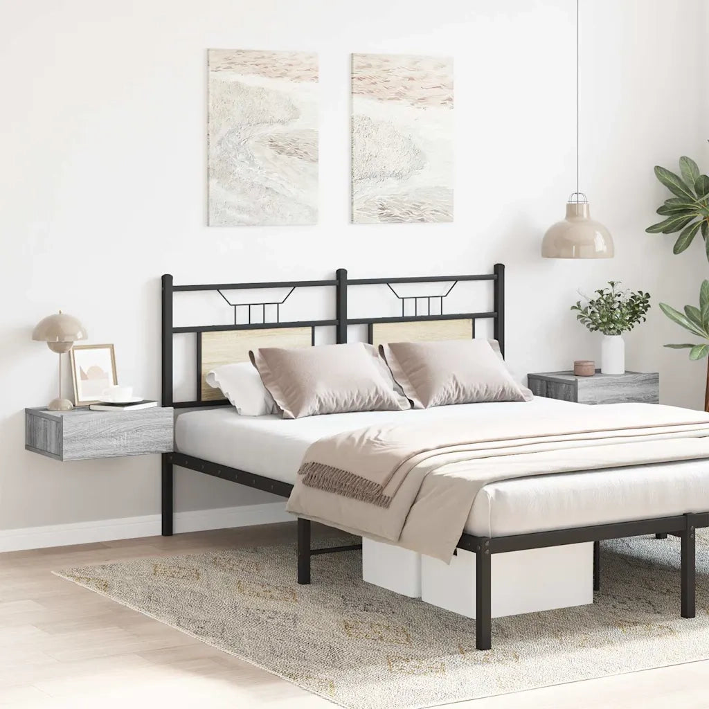 Comodini Pensili Grigio Sonoma 2pz-Set di 2 Tavolino da notte 40x30x15cm Legno Multistrato