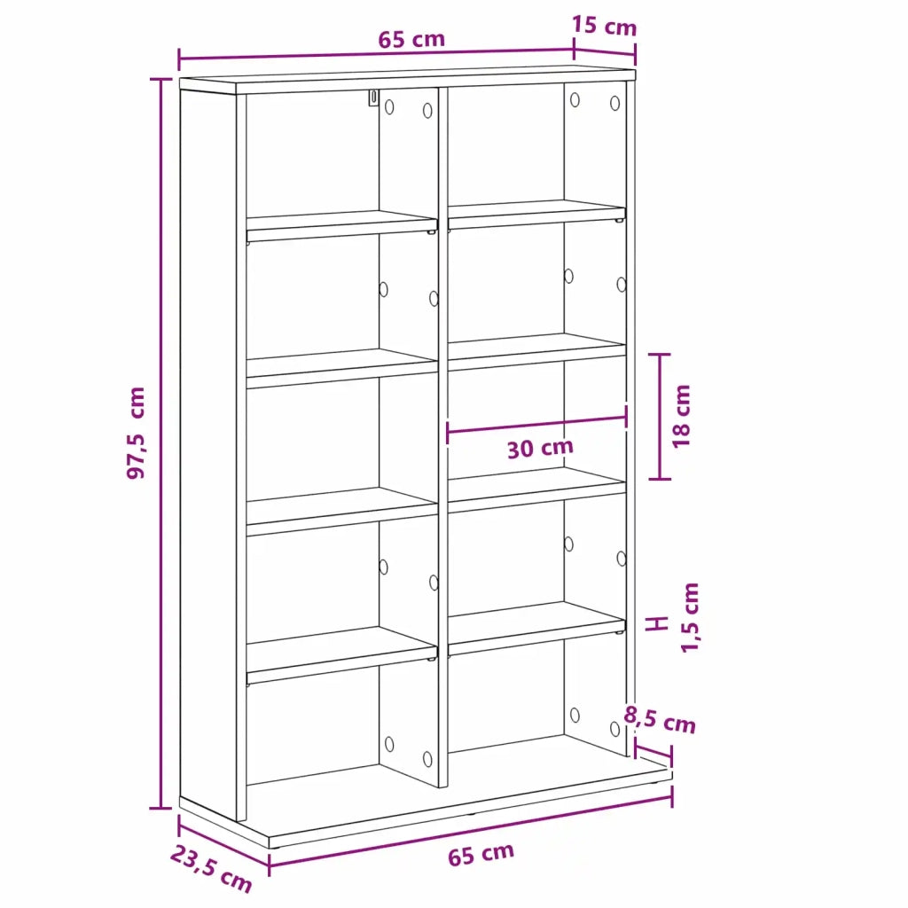 Mobile per CD Sonoma grigio 65 x 23,5 x 97,5 cm 8012684