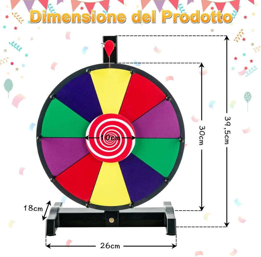 12''/15'' Ruota della Fortuna da Tavolo, Gioco Ruota Personalizzabile con Pennarello e Cancellino, Base Antiscivolo e Superficie Cancellabile, per Carnevale Feste (12'')