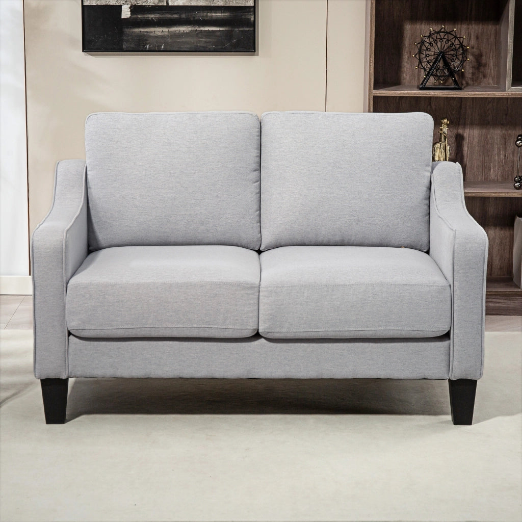 Divano 2 Posti 136x77x86 cm Salvaspazio in Tessuto Effetto Lino Grigio Chiaro
