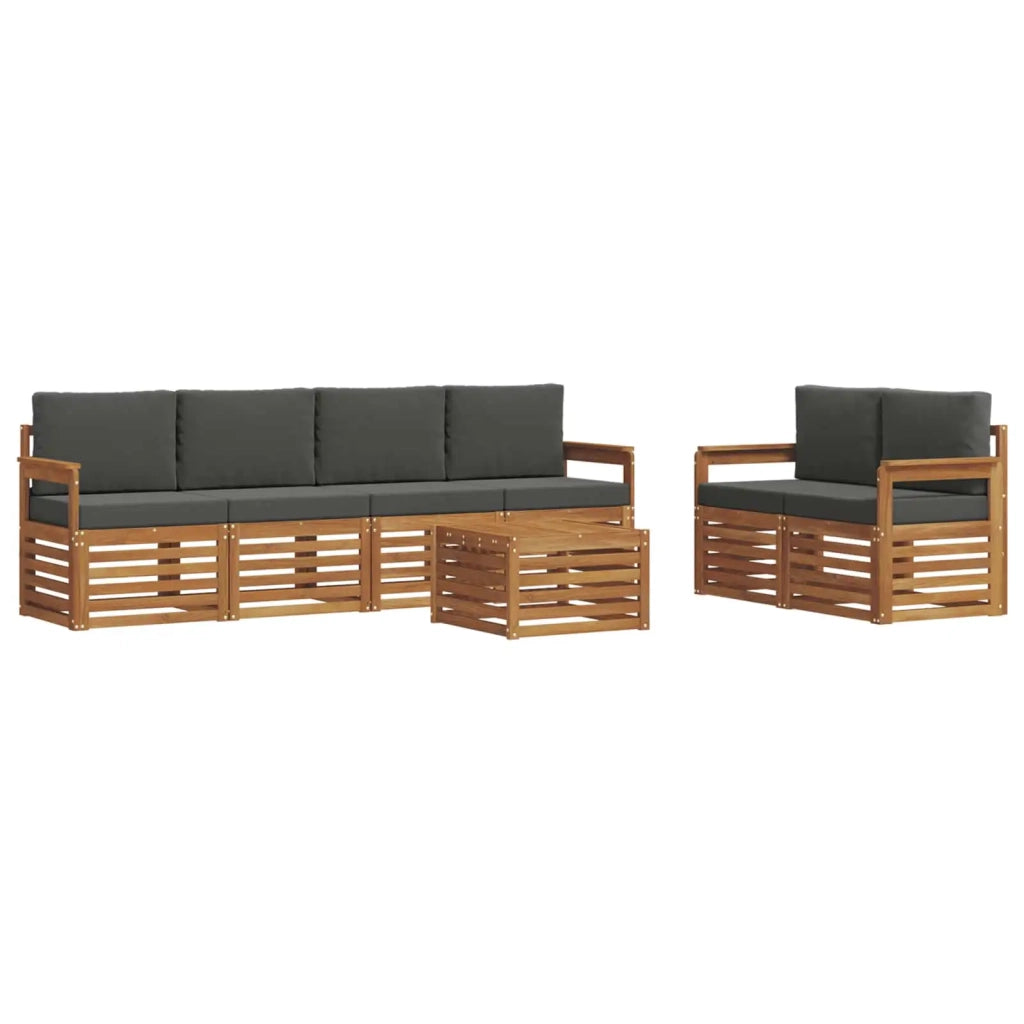 Set di divani da esterno con cuscino 7 pcs Naturale e Antracite