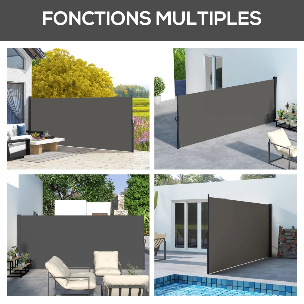 Paravento retrattile per esterno ¨C zephmum ¨C grigio, alluminio e poliestere, 4x1.8m
