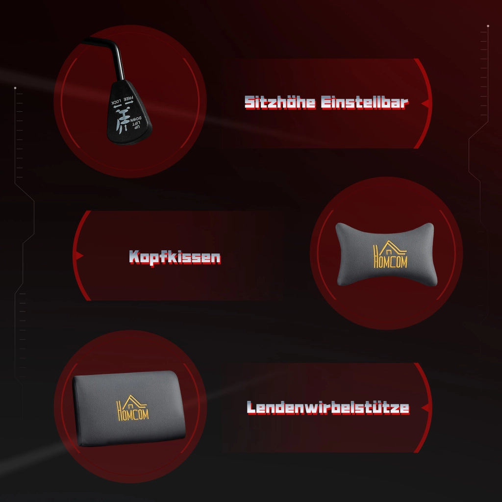 Sedia da gaming ergonomica con braccioli 3D e supporto lombare regolabile ¨C zephmum ¨C Grigio