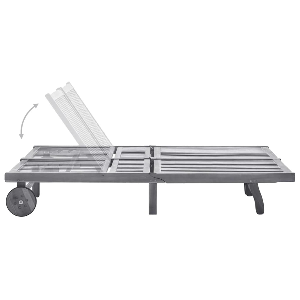 Lettino prendisole sedia a sdraio lettino prendisole letto da giardino mobili da esterno per patio 2 posti con cuscino grigio acacia 02_0012229