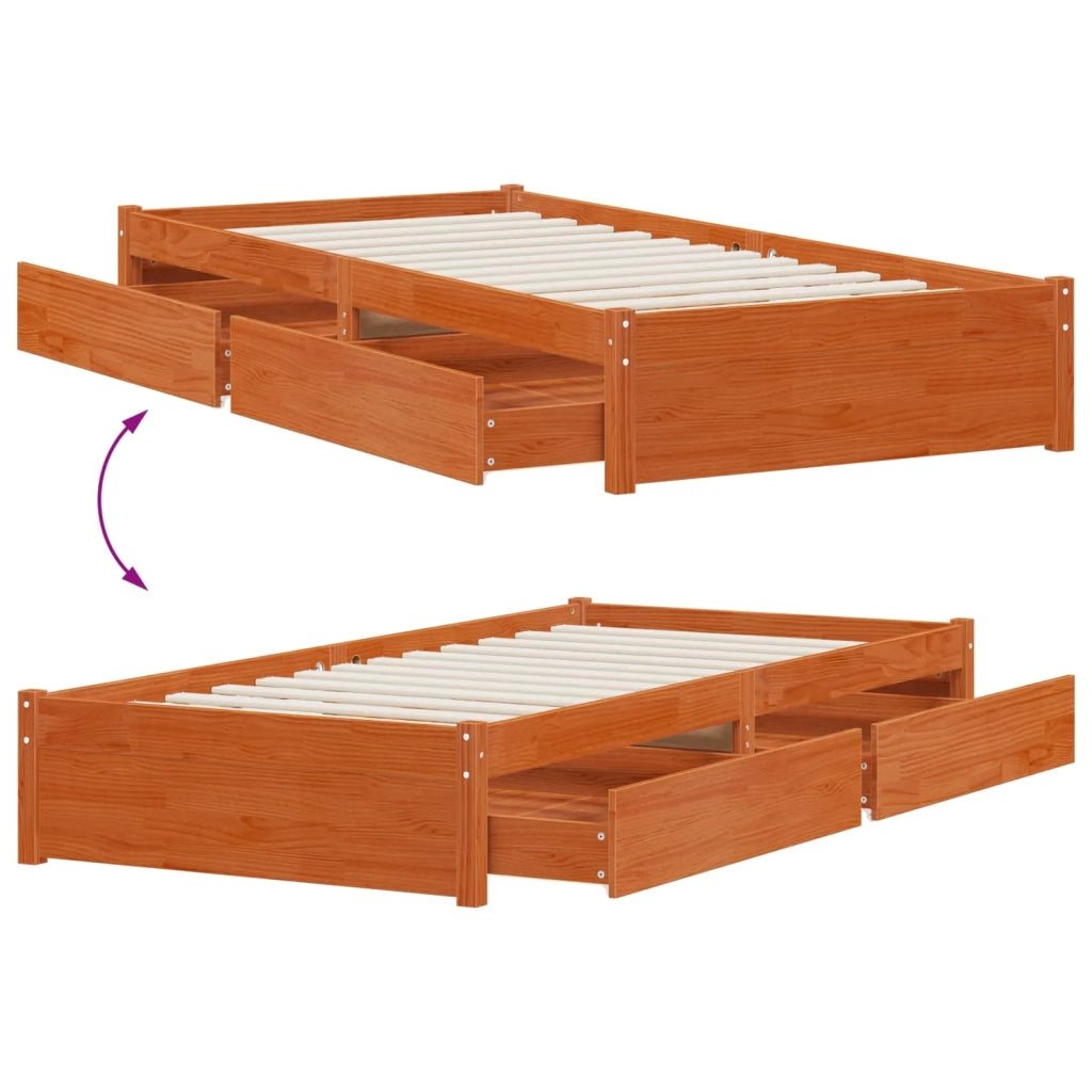 Struttura del letto 3 pcs Marrone cerato Legno di pino