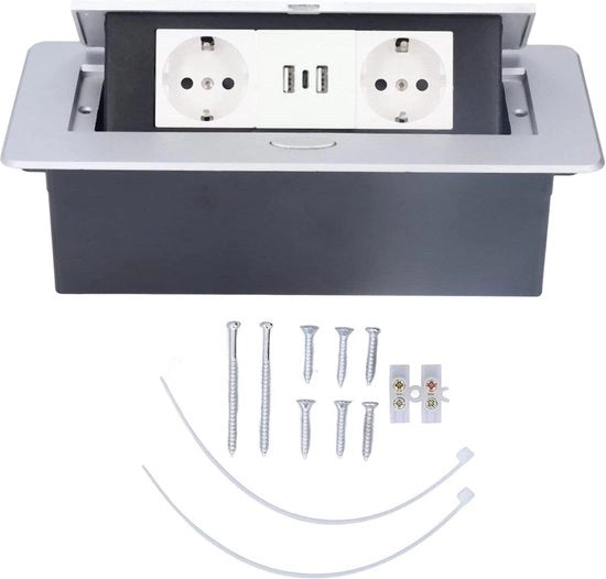 Ingresso elettrico Power Hub con uscita elettrica pop-up per pavimento - contatori acqua da cucina - 2 punti di vendita 2 porte di ricarica USB