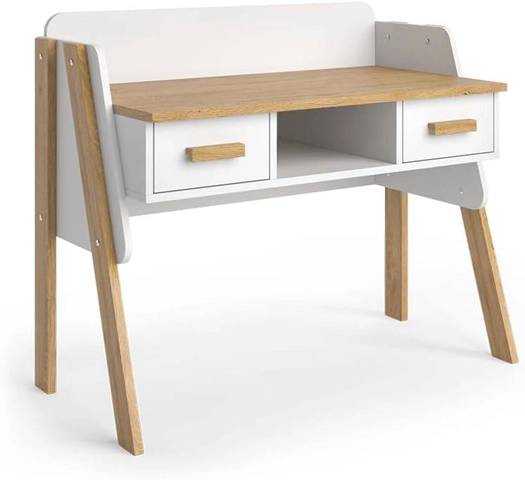 Scrivania Malia, Bianco, 97 x 51 cm, adatto per postazioni di lavoro al computer e applicazioni home office
