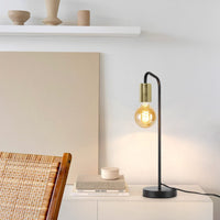 ZMH Lampada da tavolo retrò nero oro E27 industriale per camera letto soggiorno cameretta