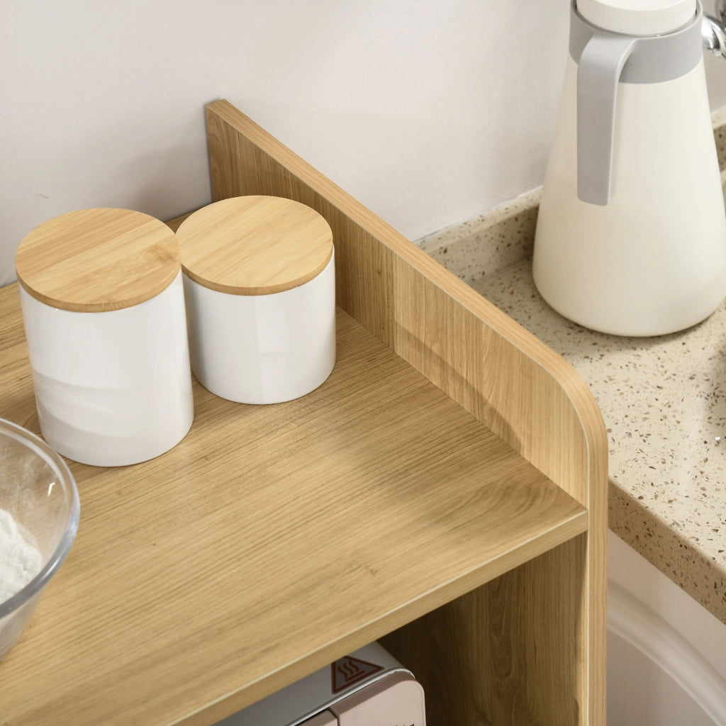 EasyComfort Mobiletto per Microonde in Truciolato con Ripiano Superiore, Cassetto Scorrevole e Armadietto, 58x40x118 cm
