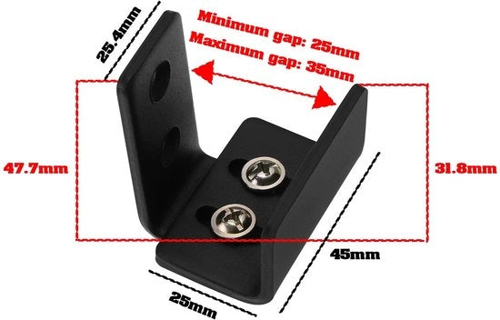 Geleider per pavimento Regolabile - Schermo per porte - Acciaio inossidabile - Adatto per porte 25-35 mm - Inclusi viti - Lunghezza 47,7 mm