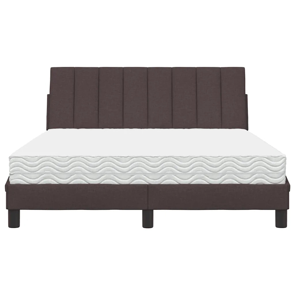 Letto con Materasso Hanko Marrone Scuro 120x200cm Tessuto