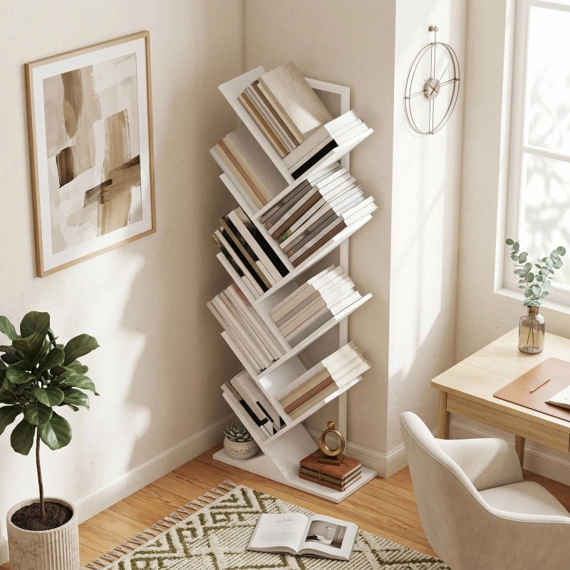 LIBRERIA a forma di albero 50x24x136 cm Legno Bianco