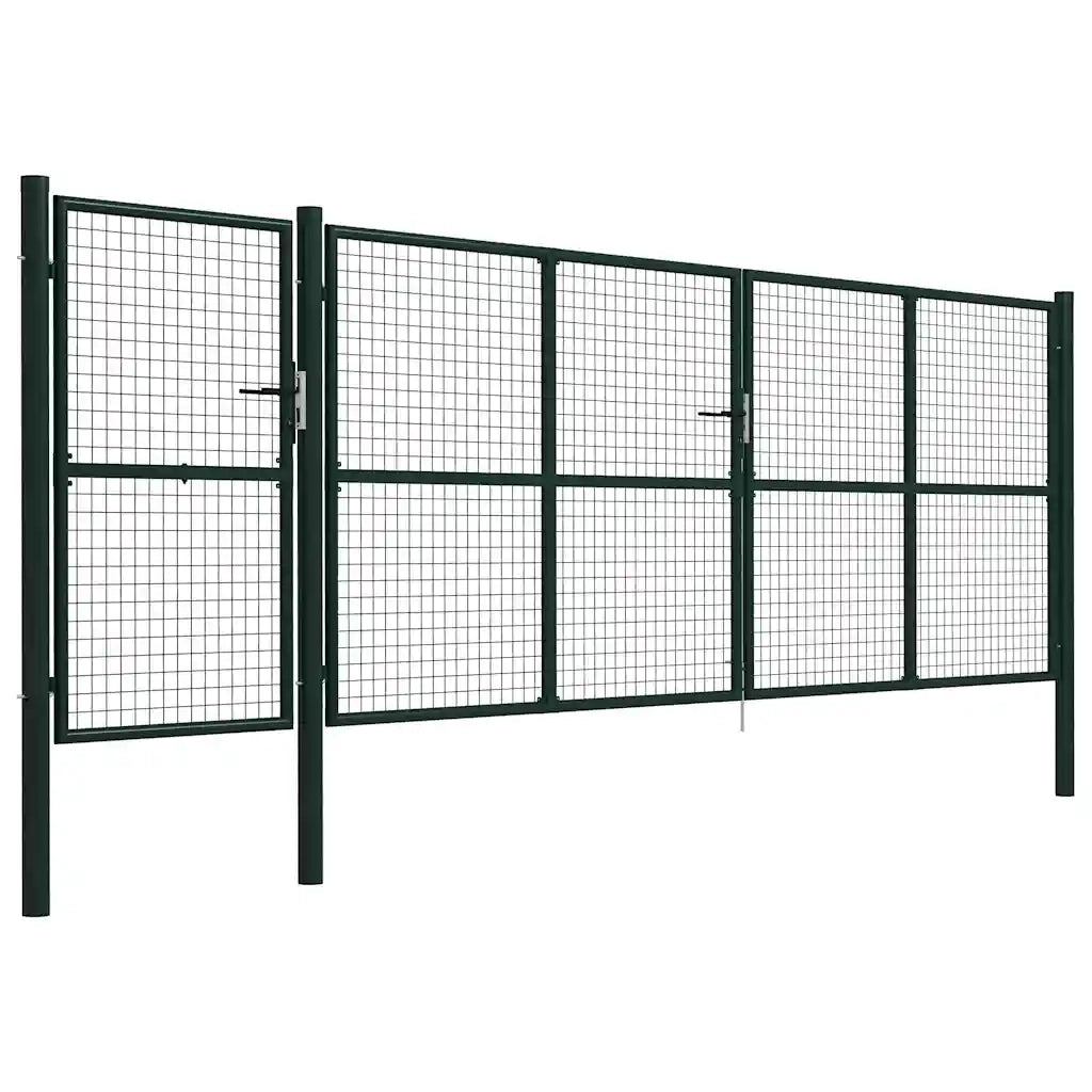 Cancello da Giardino in Acciaio 500x150 cm Verde 144319