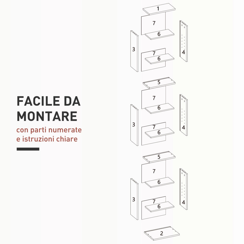 Libreria per CD con 6 Ripiani Regolabili ¨C zephmum ¨C Bianco 33x24x140 cm