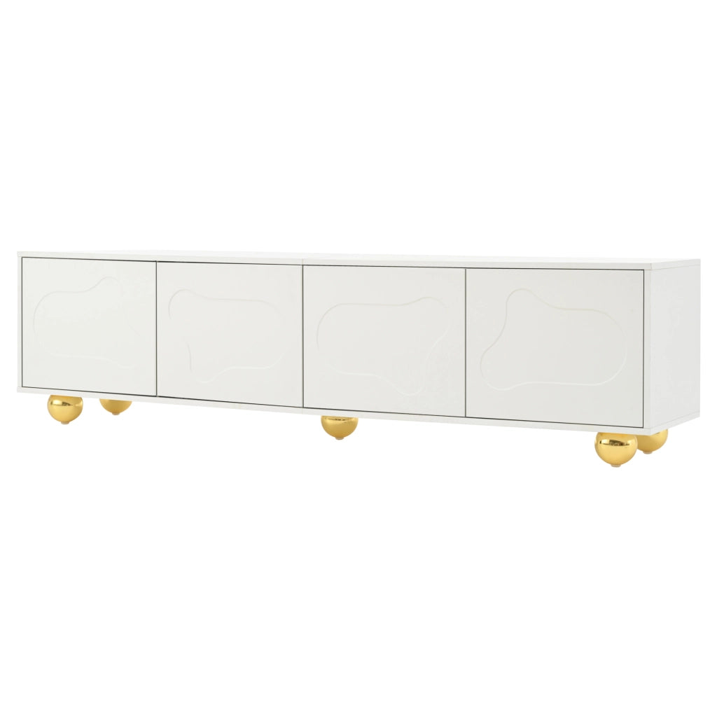 Mobile TV a Nuvola con 2 Ante ¨C MINIMAL ¨C Bianco, 180x40x45 cm, fino a 75 pollici