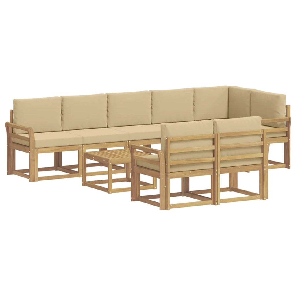 Set di divani da esterno 9 pz Bianco e Beige Poliestere 3387842