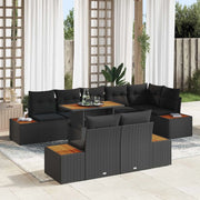 Set Divano da Giardino con archiviazione 9 pcs Nero Poly Rattan 3358817