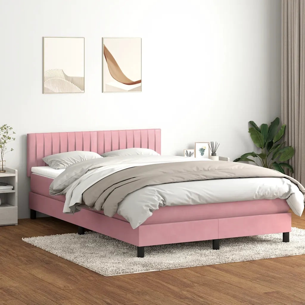 Letto a Molle con Materasso e LED Rosa 160x210 cm in Velluto 3317084