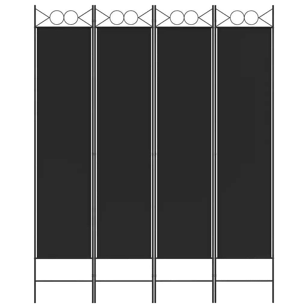 Divisorio Ambienti | Divider per stanze | Paravento a 4 Pannelli Nero 160x200 cm in Tessuto